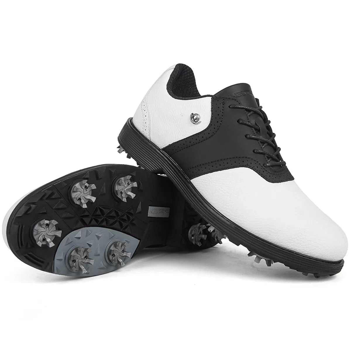 Zapatos de Golf para Hombre con Piel con Clavos, Zapatillas Deportivas Impermeables para Golf, Antideslizantes, Ligeras, cómodas para Exteriores, para Entrenar Golf