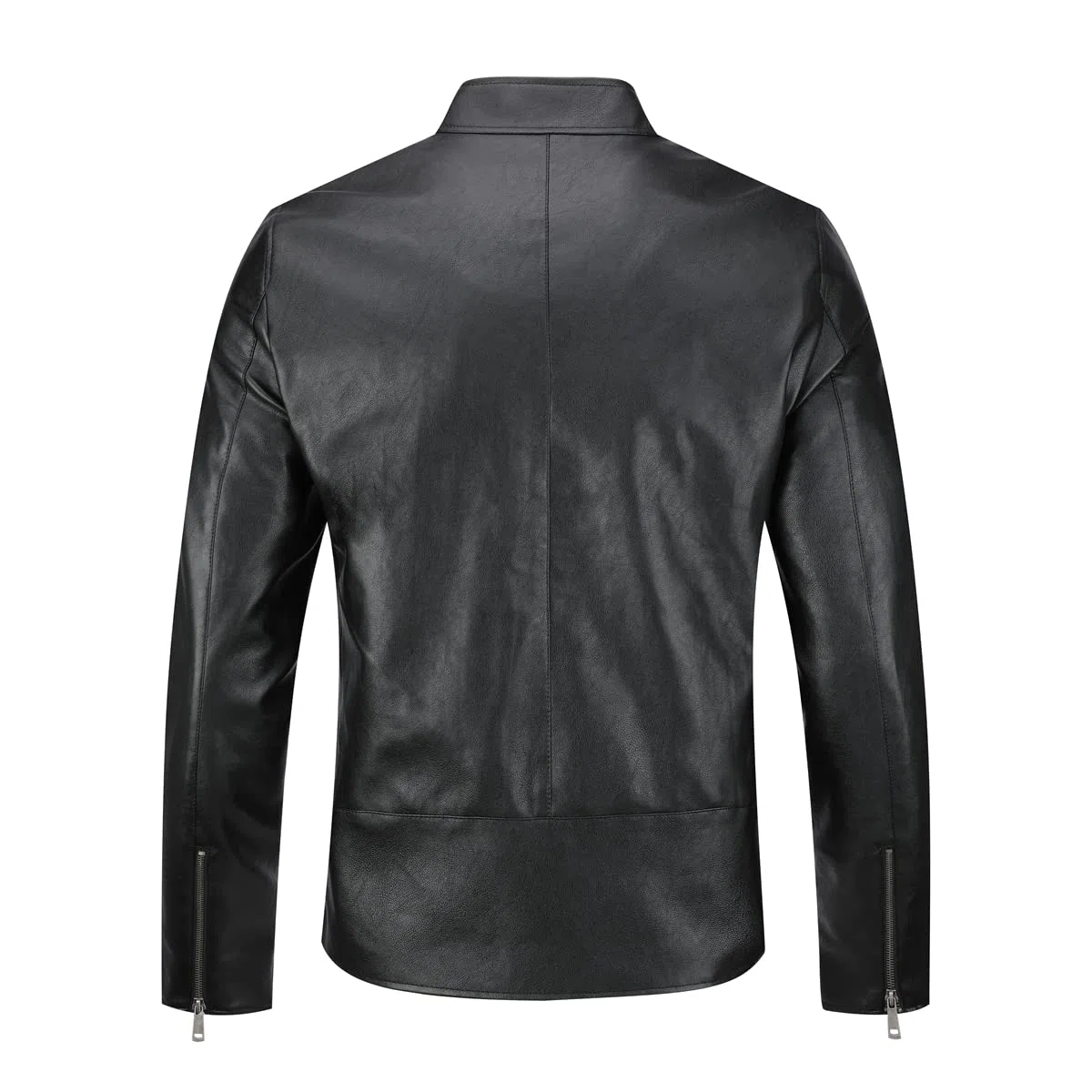 Sliktaa - Chaqueta de piel sintética ecológica de invierno con un cuello alto, de entretiempo, tipo motero, piloto, cremallera, informal, cuero, fresco, clásico, Negro D, XXL