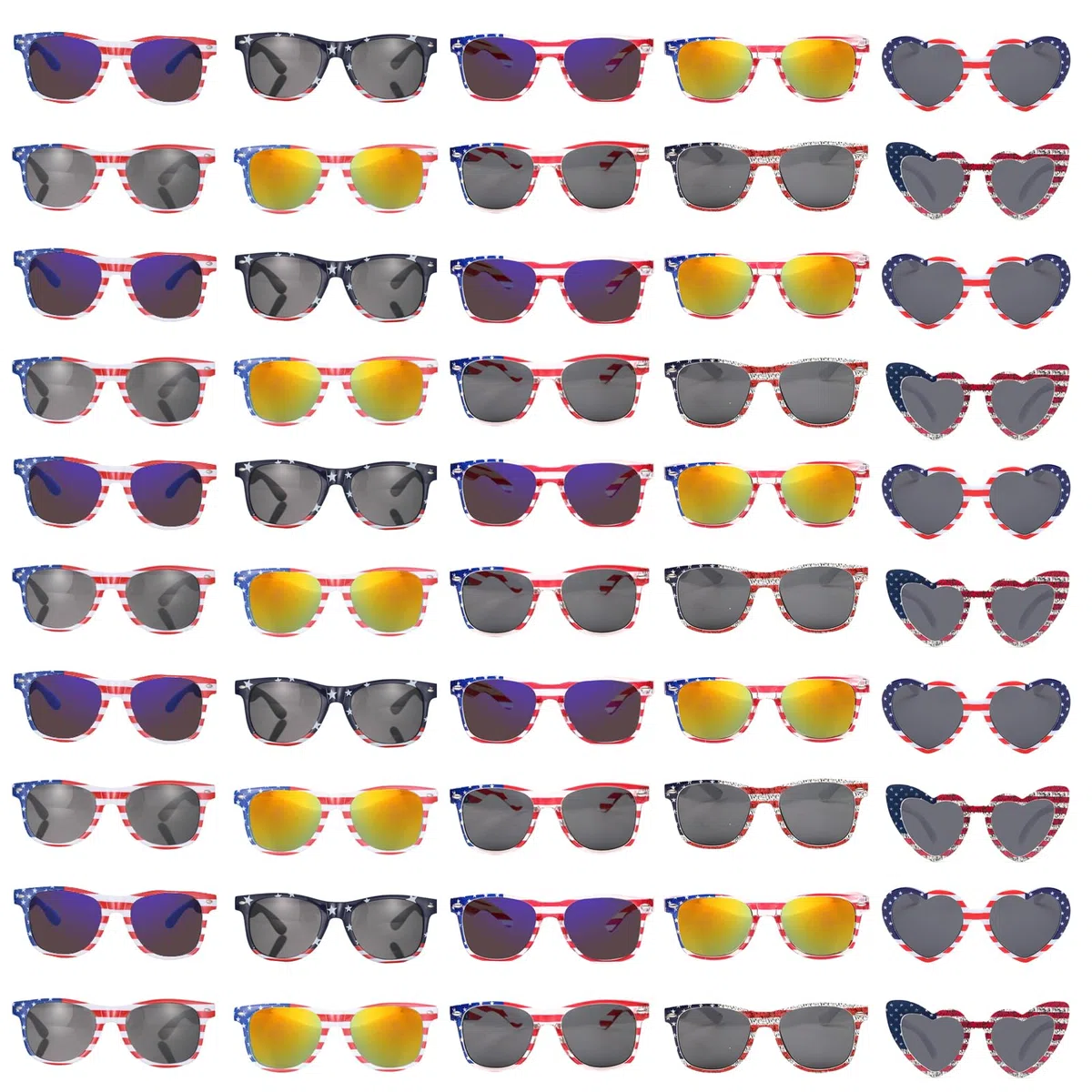 Gafas de sol a granel con la bandera estadounidense para adultos, clásicas, Patriot, 4 de julio, protección UV400, paquete de 50/100