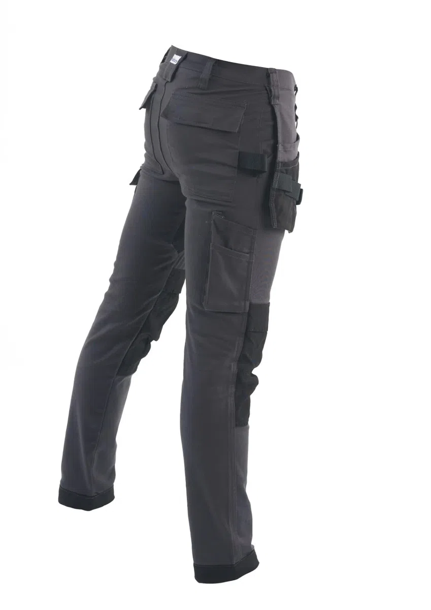 Bitco - Sauer - Pantalones de Trabajo Negros elásticos para Hombre, con Bolsillos Acolchados Impermeables y oleófobos Reforzados con Cordura®