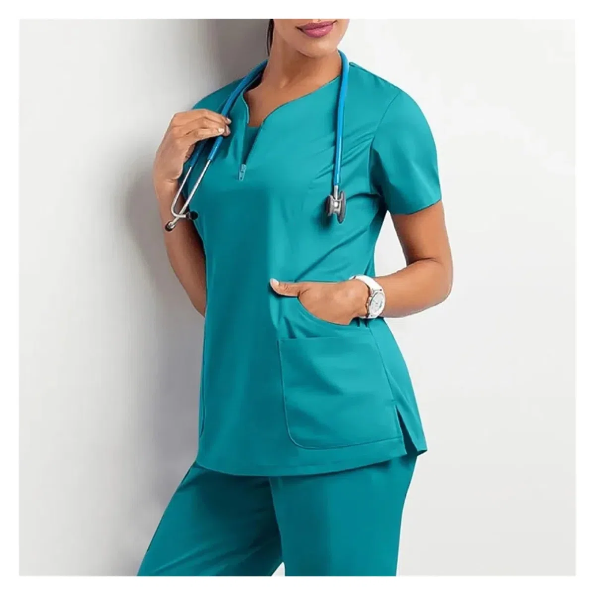 Uniforme Sanitario Hombre Accesorios Hospital Salón de Belleza Médico Enfermería Ropa Casual Manga Corta Enfermera Farmacia Trabajo Tops y Trajes(Black Suit,M-50-60KG)