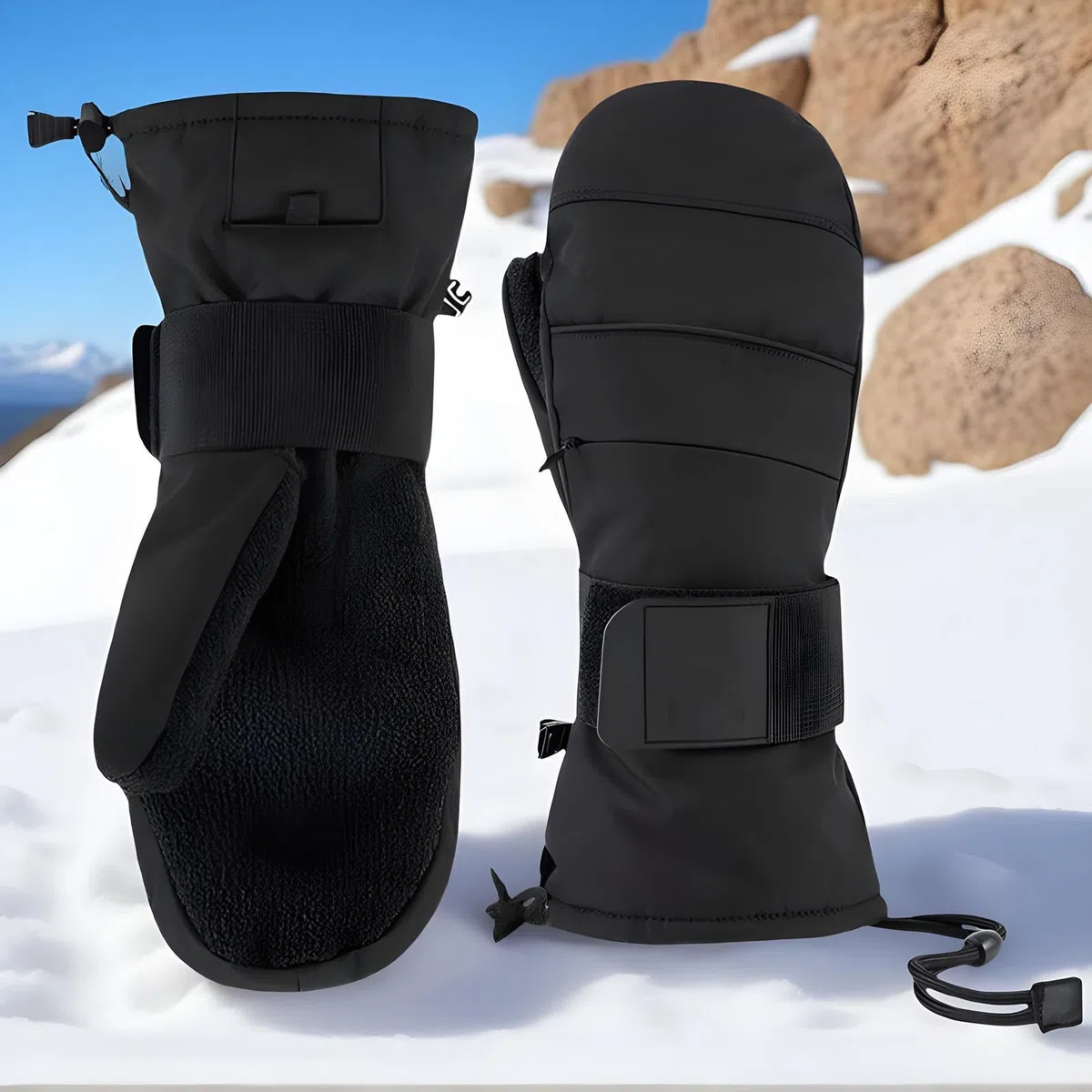 Guantes de invierno para pantalla táctil, con protector de muñeca, guantes de ciclismo con forro polar, para hombre, motocicleta, esquí, nieve, ciclismo, snowboard