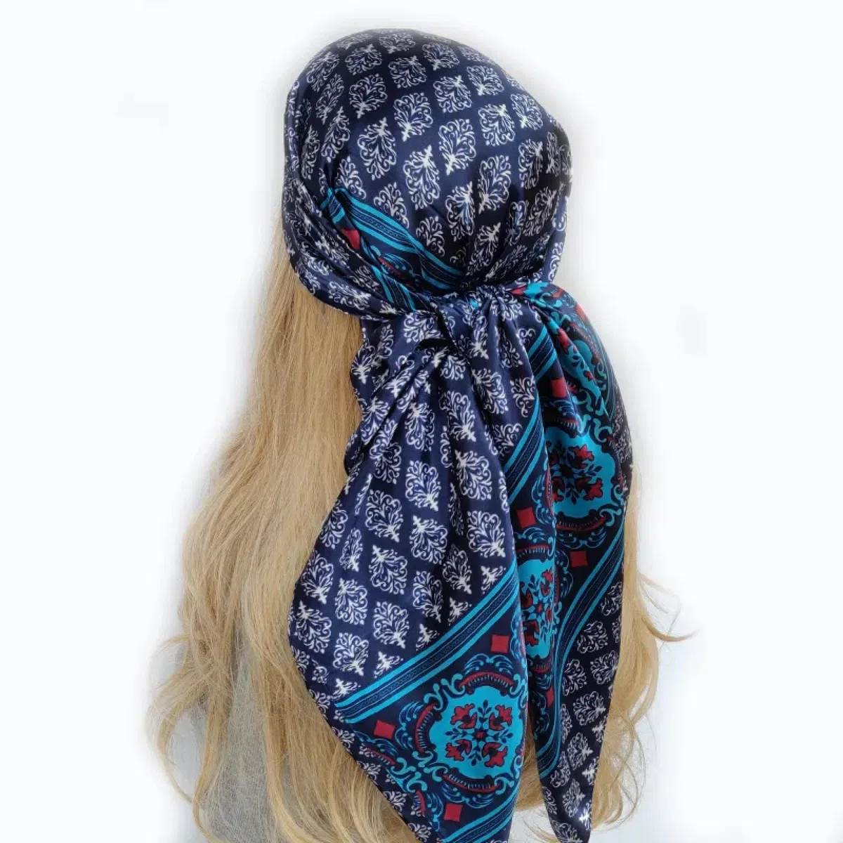 Bufanda Mujer Chal Abrigos Chales Hombre Bufanda para El Pelo De 90X90Cm para Mujer, Chal De Satén Suave con Flores Hermosas A La Moda, Bufandas Cuadradas De Seda, Pañuelo para El Cuel