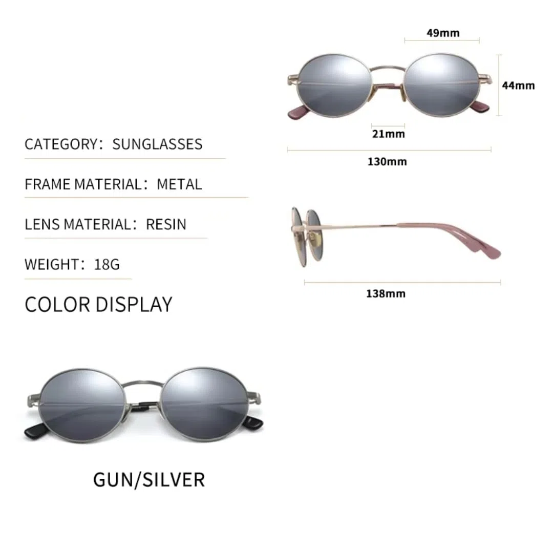 Gafas de sol redondas polarizadas para hombre con montura metálica y protección UV400.