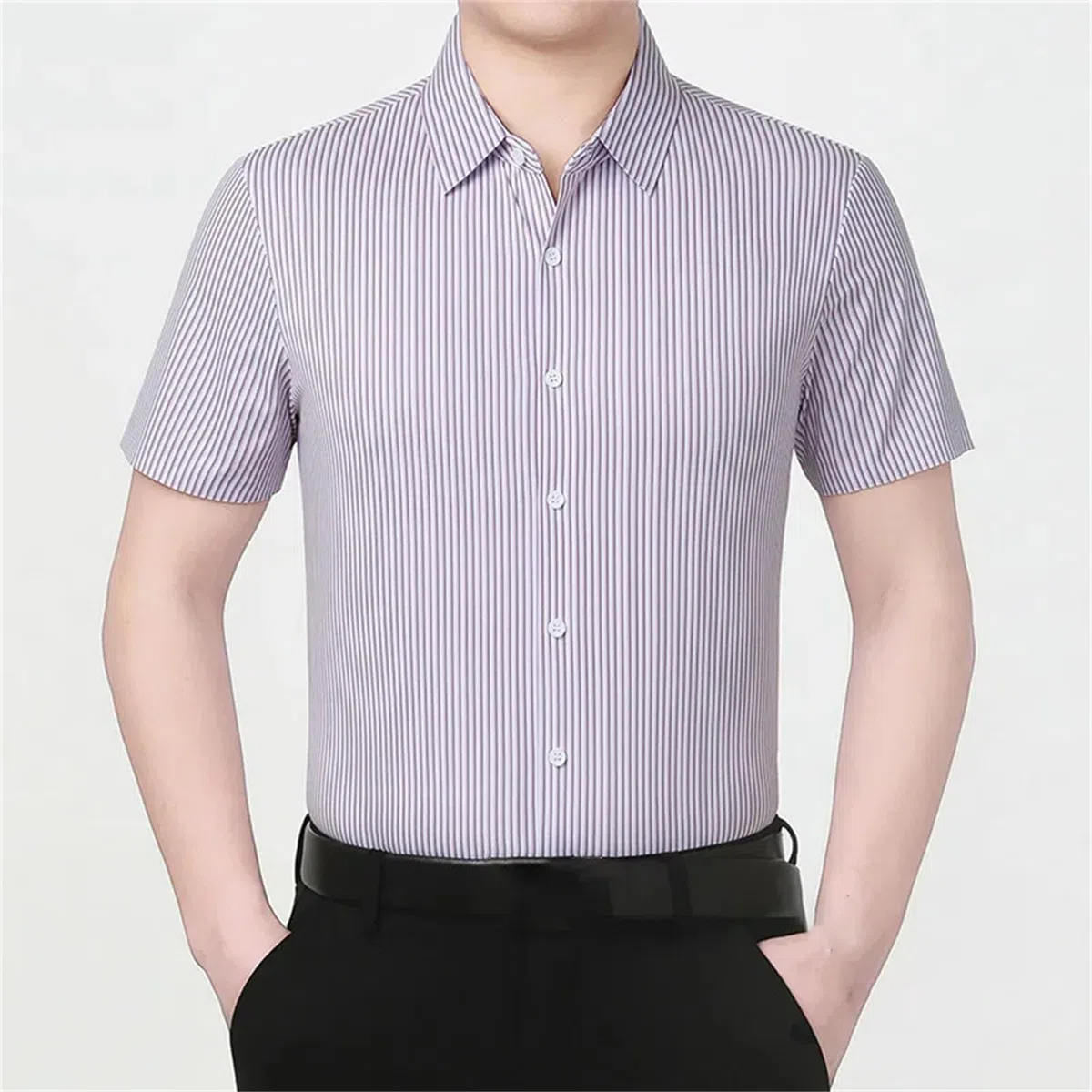 Camisa de manga corta para hombre, de seda de hielo, informal, holgada, cómoda, para uso diario