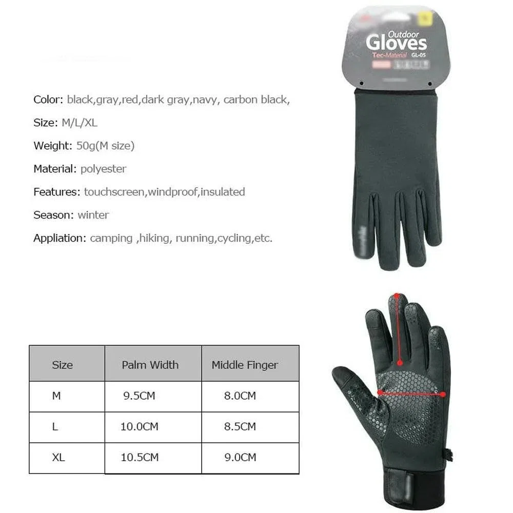 JJDFW - Guantes de forro polar para pantalla táctil de invierno, antideslizantes, resistentes al viento, guantes de ciclismo, camping, senderismo, correr