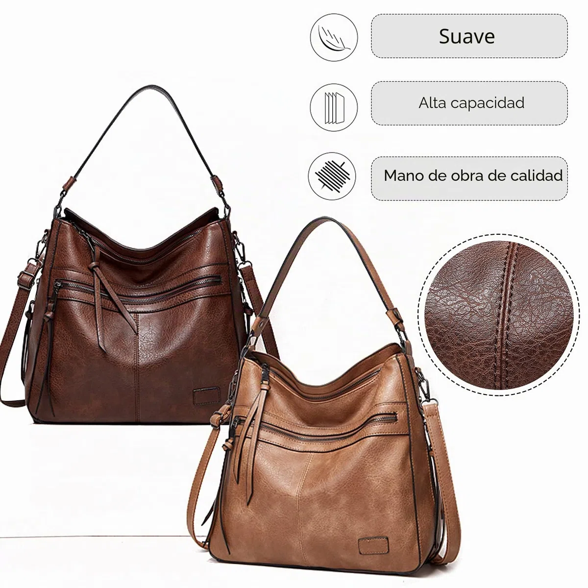 FANDARE Bolso Hombro Mujer Tote Bandolera Shoppers Bolso Hombro Mano Gran Portátiles 12.9 Pulgadas Mochila Impermeable PU Cuero Compra Señora para Viaje Trabajo Escuela Compras Bag