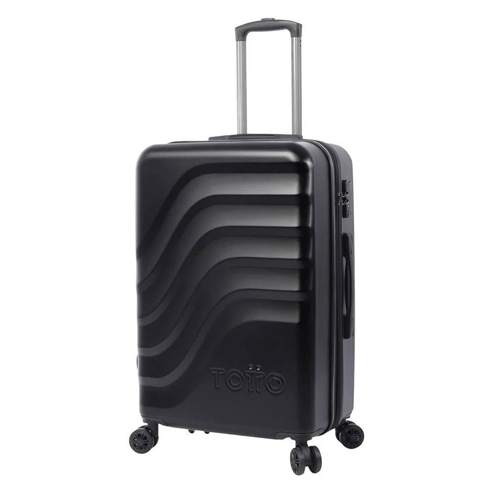 TOTTO - Maleta Rígida Mediana, Modelo Bazy+, 43.5 x 69 x 26 cm, Capacidad 64 L, Expandible, Alta Resistencia a Impactos, Ruedas 360º, Manija Telescópica, Correas Internas, Candado TSA, Color Negro