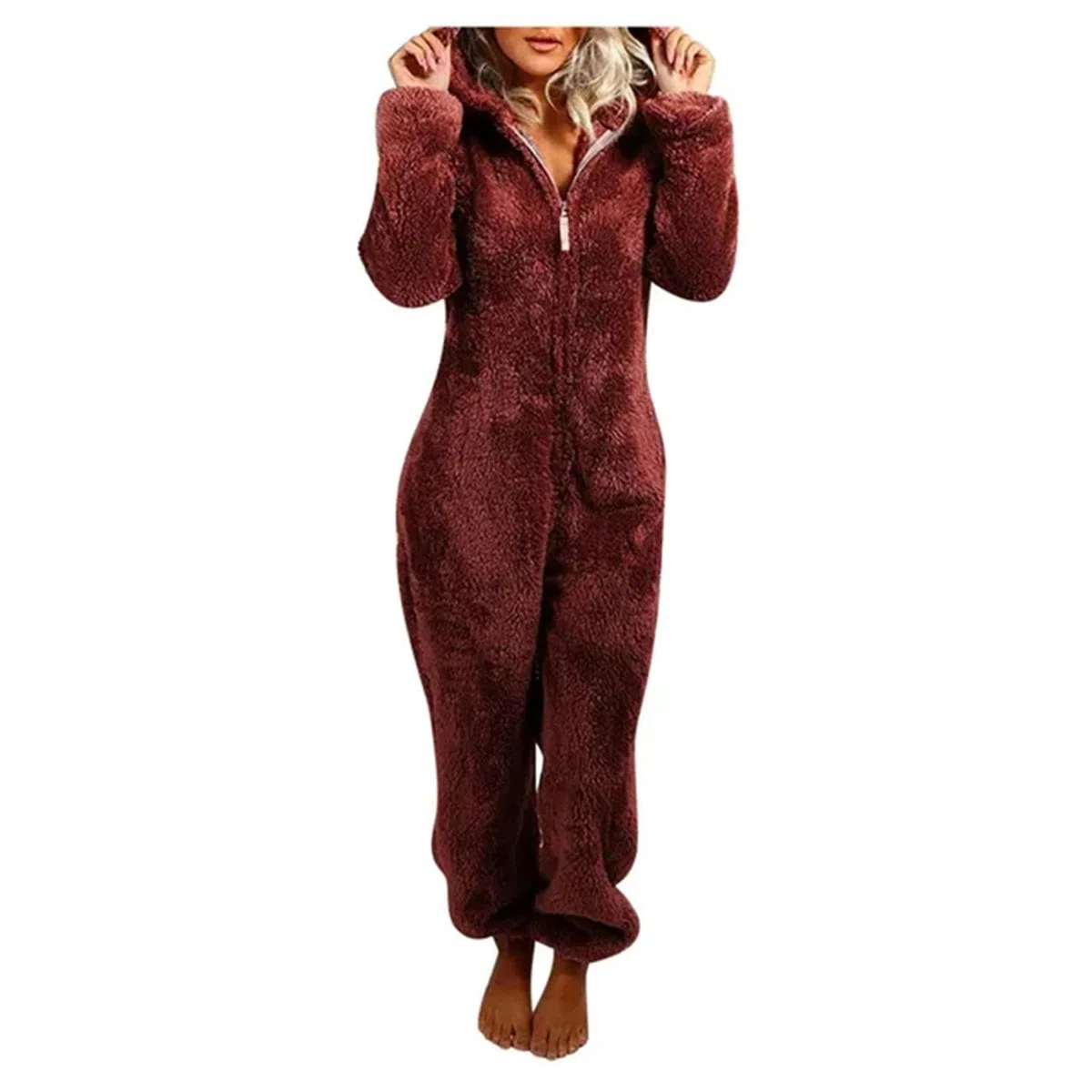 MdybF Mono Pijama Pajama Cálido De Invierno Mujeres Oneros Papas Encapuchadas Jumpsuos De Vellón