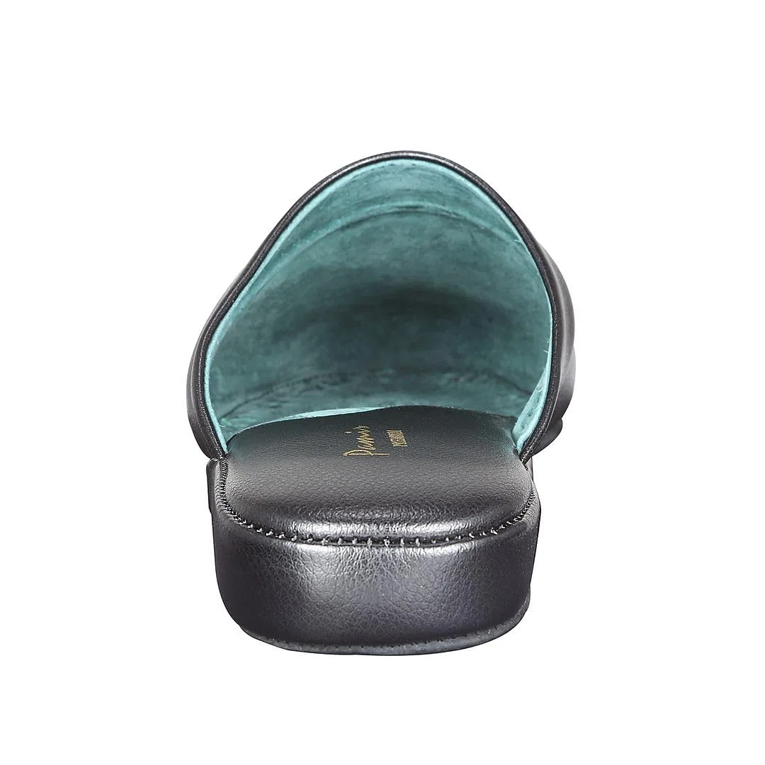Pamir Pantuflas de piel auténtica para hombre con suela de espuma viscoelástica y suela de piel, talla 9 de ancho