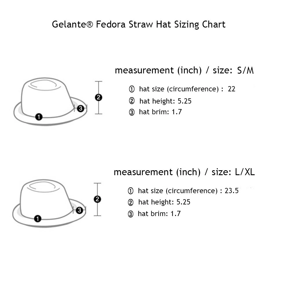 Gelante Sombreros de paja Fedora Panamá de verano con banda negra