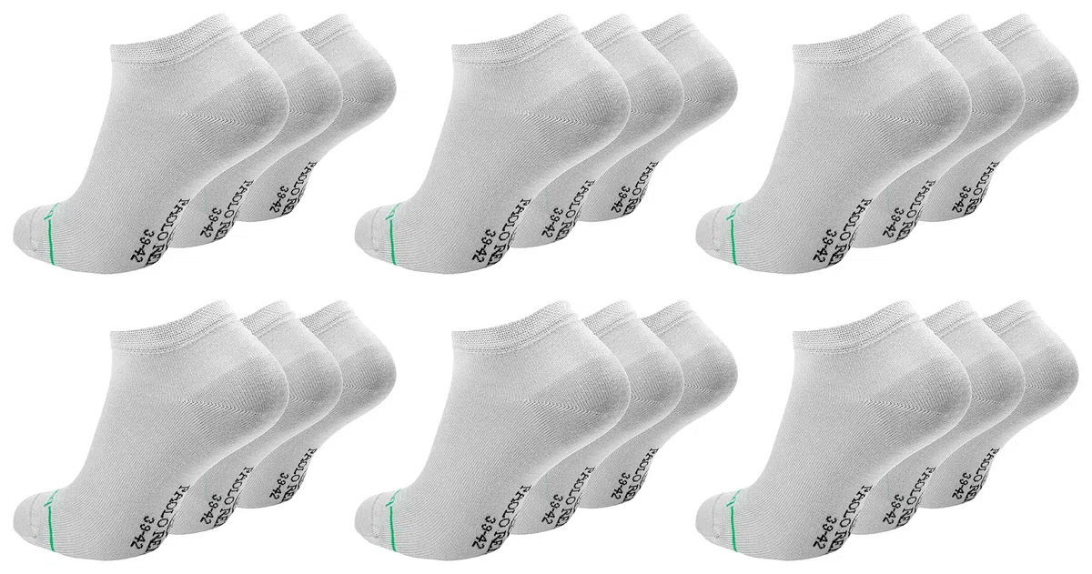 Calcetines deportivos de bambú unisex 3/6/12/18 o 36 pares - calcetines zapatillas de bambú para hombre y mujer resistentes a los olores - OEKO-Tex Standard 100 - puntera remallada a mano