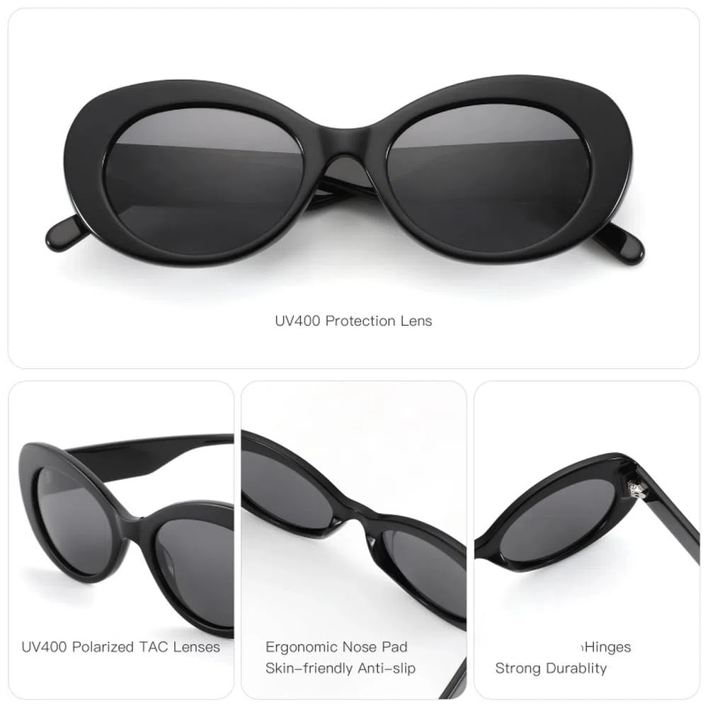 Gafas de sol polarizadas ovaladas de acetato con protección UV400