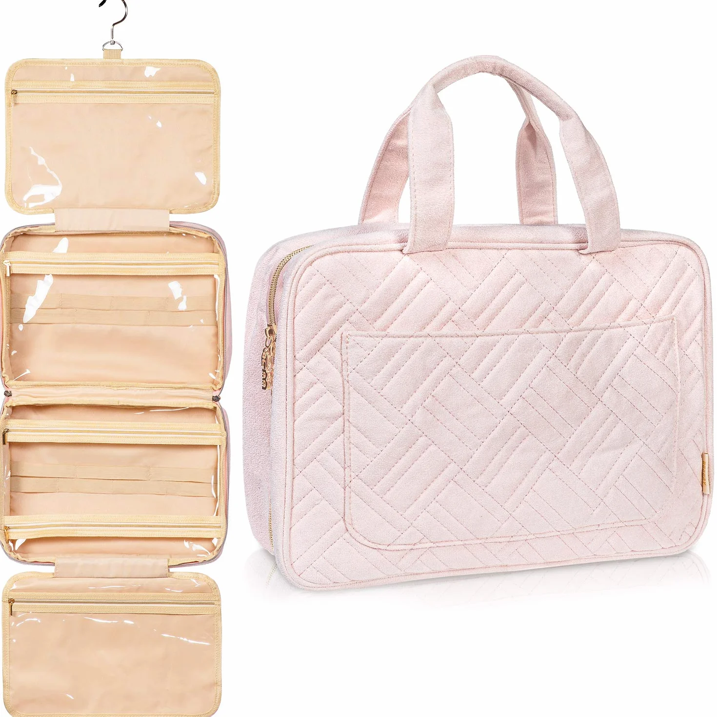 BOACAY Neceser Grande para Mujer y Niña, Bolsa de Aseo Colgante, Bolso Baño y Viaje, Organizador de Maquillaje, Kit para Cosméticos, Accesorios