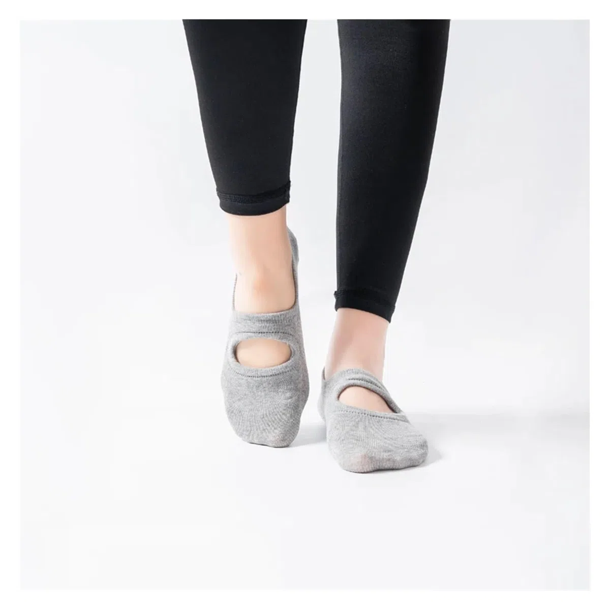Calcetines Pilates Yoga Calcetines de Yoga transpirables for mujer, medias antideslizantes de silicona for Pilates, algodón, sin espalda, for Fitness, baile, Ballet, zapatillas deportivas(Light Green)