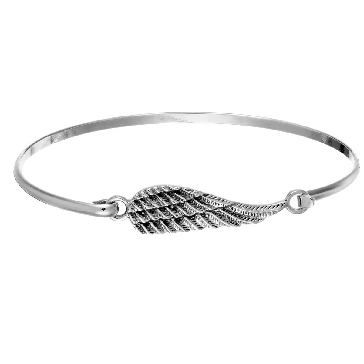 Silverly Brazalete Alas Ángel Plata de Ley 925 Cierre Gancho | Pulsera Apilable Plumas Plata Maciza | Joyas Celestiales Mujer | Regalo Novia | Regalos Novia | Pulseras Amistad