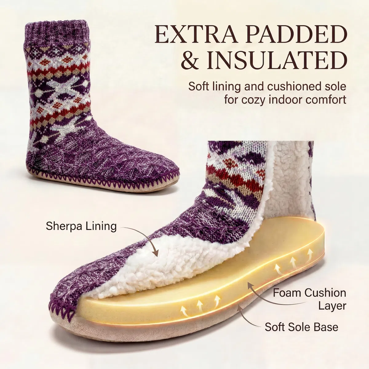 cosyone1997 Calcetines para mujer, botas cálidas y mullidas, zapatos de interior esponjosos de invierno, regalos de Navidad únicos