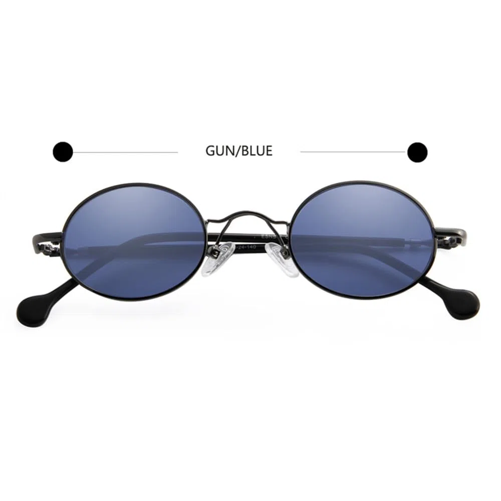 Gafas de sol ovaladas pequeñas de metal para hombre, gafas de sol punk vintage antideslumbrantes para mujer