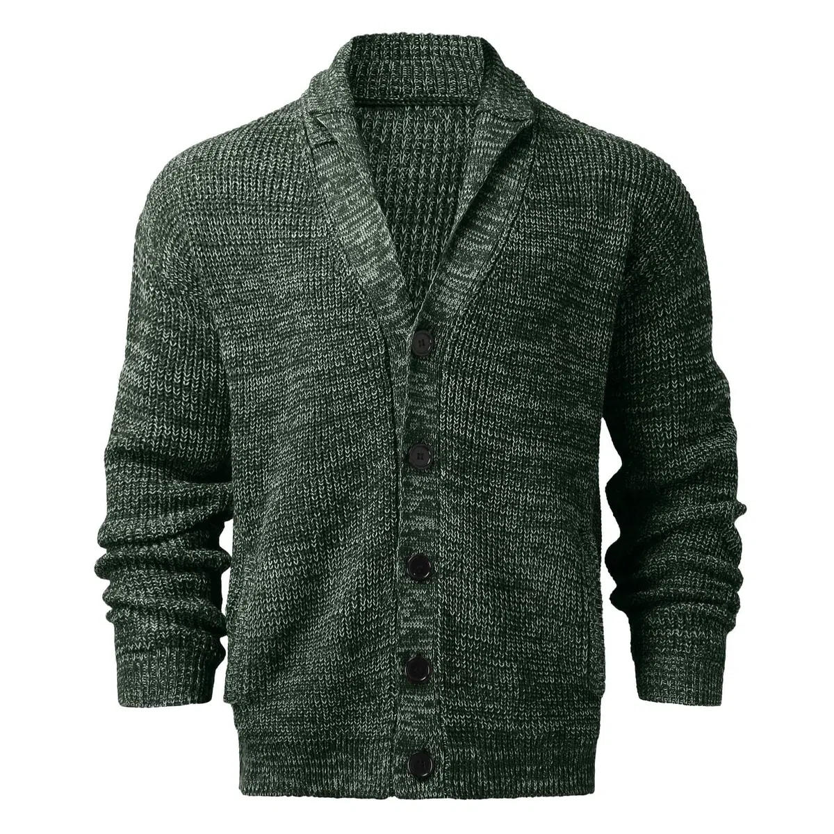 Cardigan Hombre Punto, Chaqueta De Punto Elegante Hombre Manga Larga Cuello De Chal Informal Prendas De Punto con Botones Sobreabrigo De Solapa Cárdigan Liso Jersey Suéter Otoño Invierno