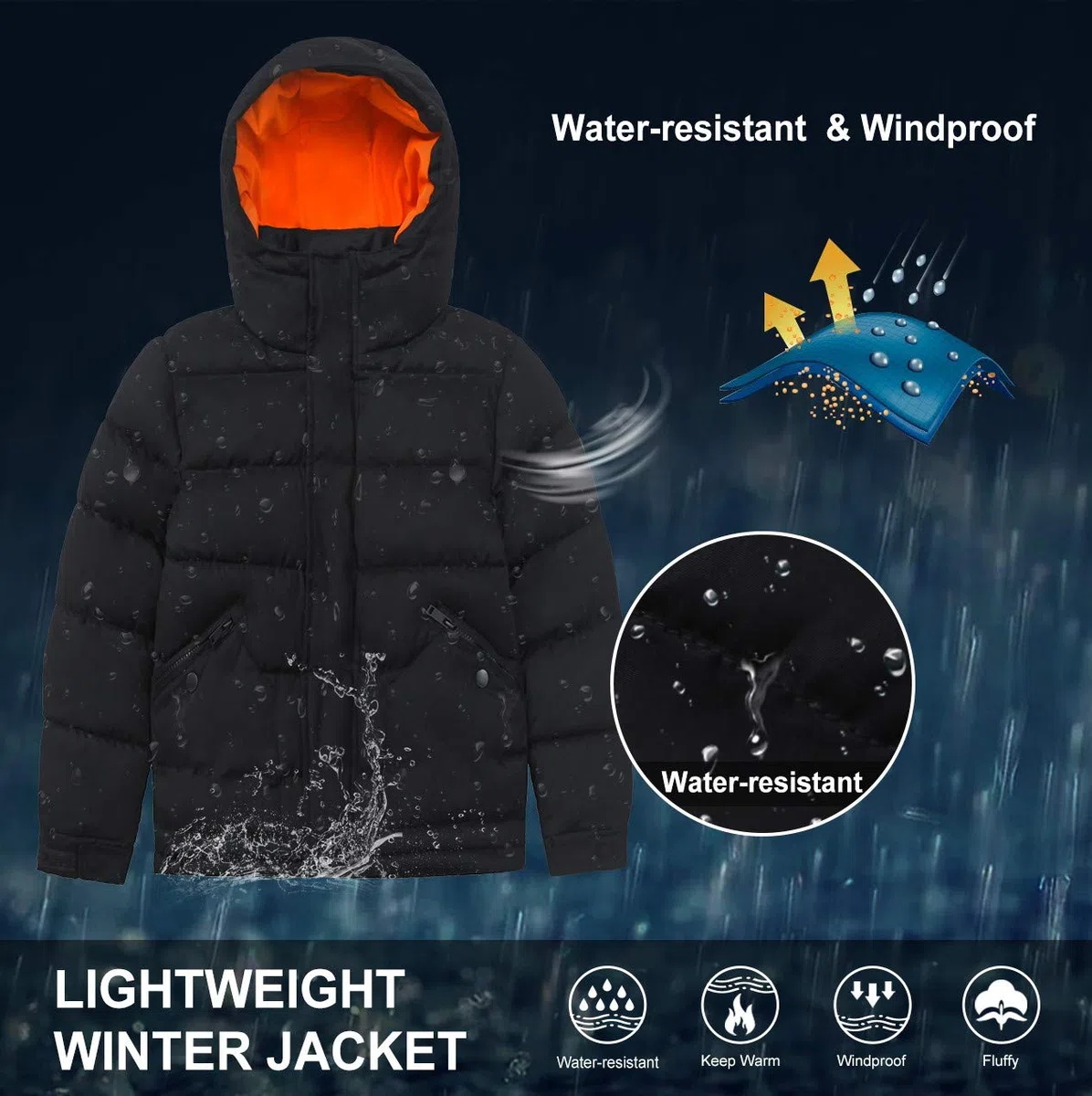 SOLOCOTE Niños Invierno Pesado Resistente al Agua Abrigo Niños Puffy Parka Gruesa Forro Suave con Capucha Outwear
