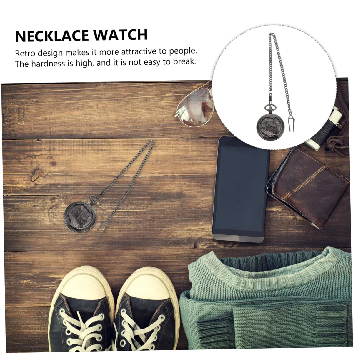 PACKOVE Reloj de Bolsillo mecanico Antiguo Collares Reloj Collar Vintage Reloj de Bolsillo Colgante de Reloj de Bolsillo Reloj mecanico Colgante Aleación de Zinc Black