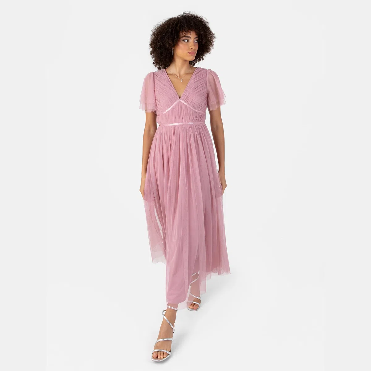 Anaya with Love Vestido de Mujer de Midaxi con Cuello En V, Manga Corta, para Dama de Honor Vestido Mujer (Pack de 1)