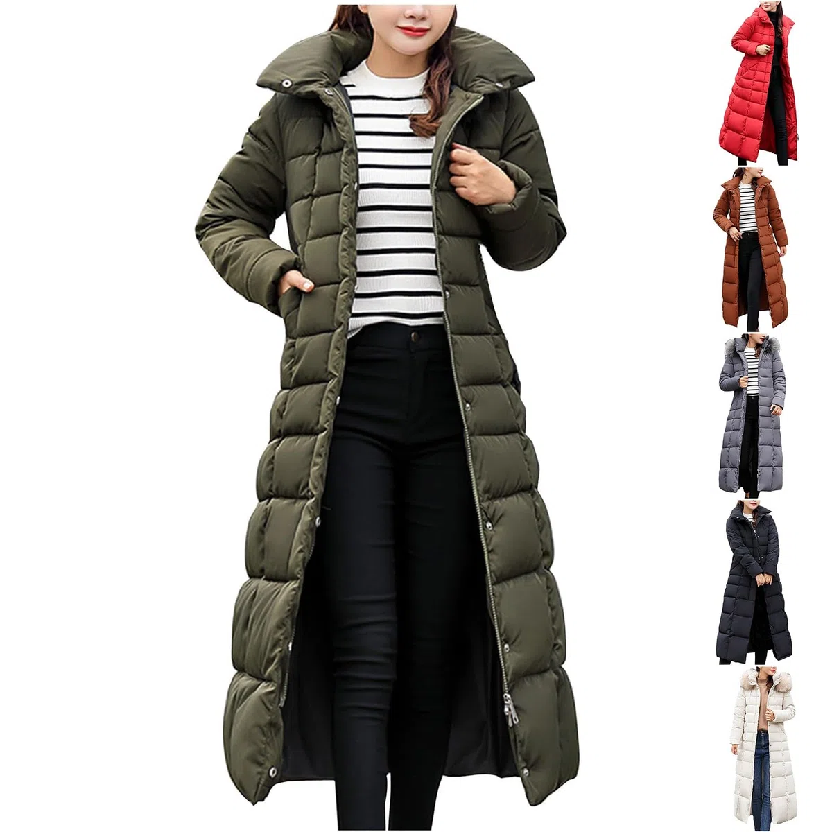 Abrigo de invierno para mujer con forro cálido y largo, chaqueta de plumón ligera para mujer, tallas grandes, chaqueta acolchada de invierno para mujer, abrigo de invierno elegante, abrigo de plumón