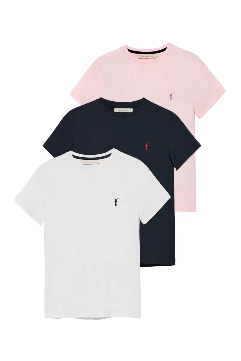 Polo Club Pack 3 Camisetas Mujer 100% Algodón Manga Corta - Verano T-Shirt
