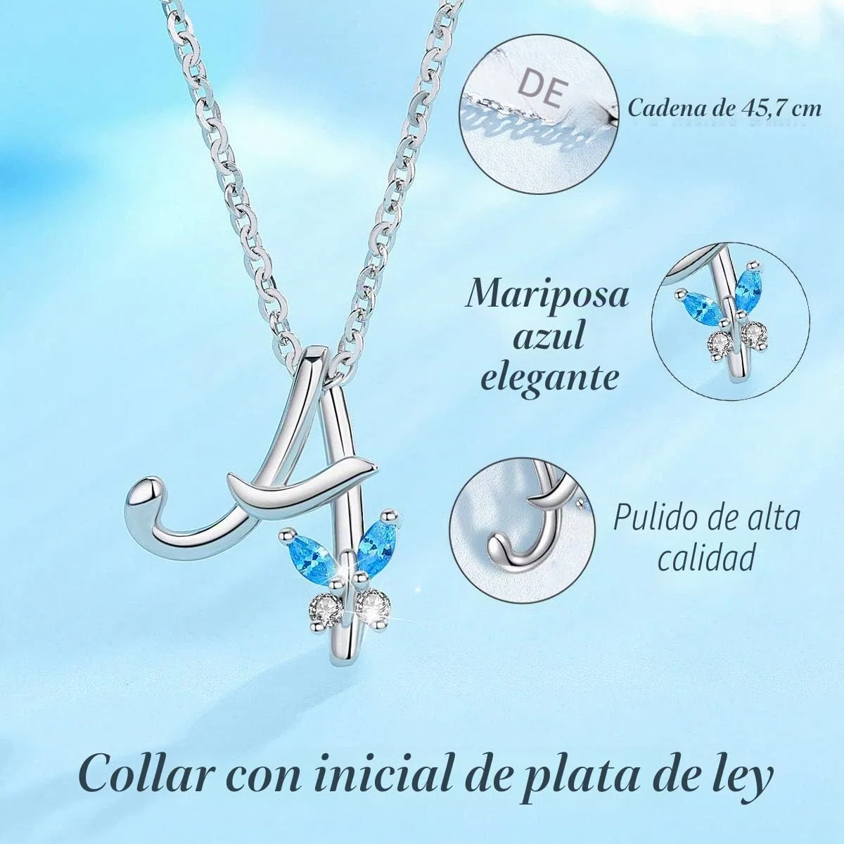 EUDORA Collares Mujer Colgantes Iniciales Letras Plata de ley 925 26 Alfabeto Inicial Nombre Cadena Collar con Zirconia Cúbico Joyería, Regalos Originales para Mujer Hermana Madre Abuela, 45,7cm