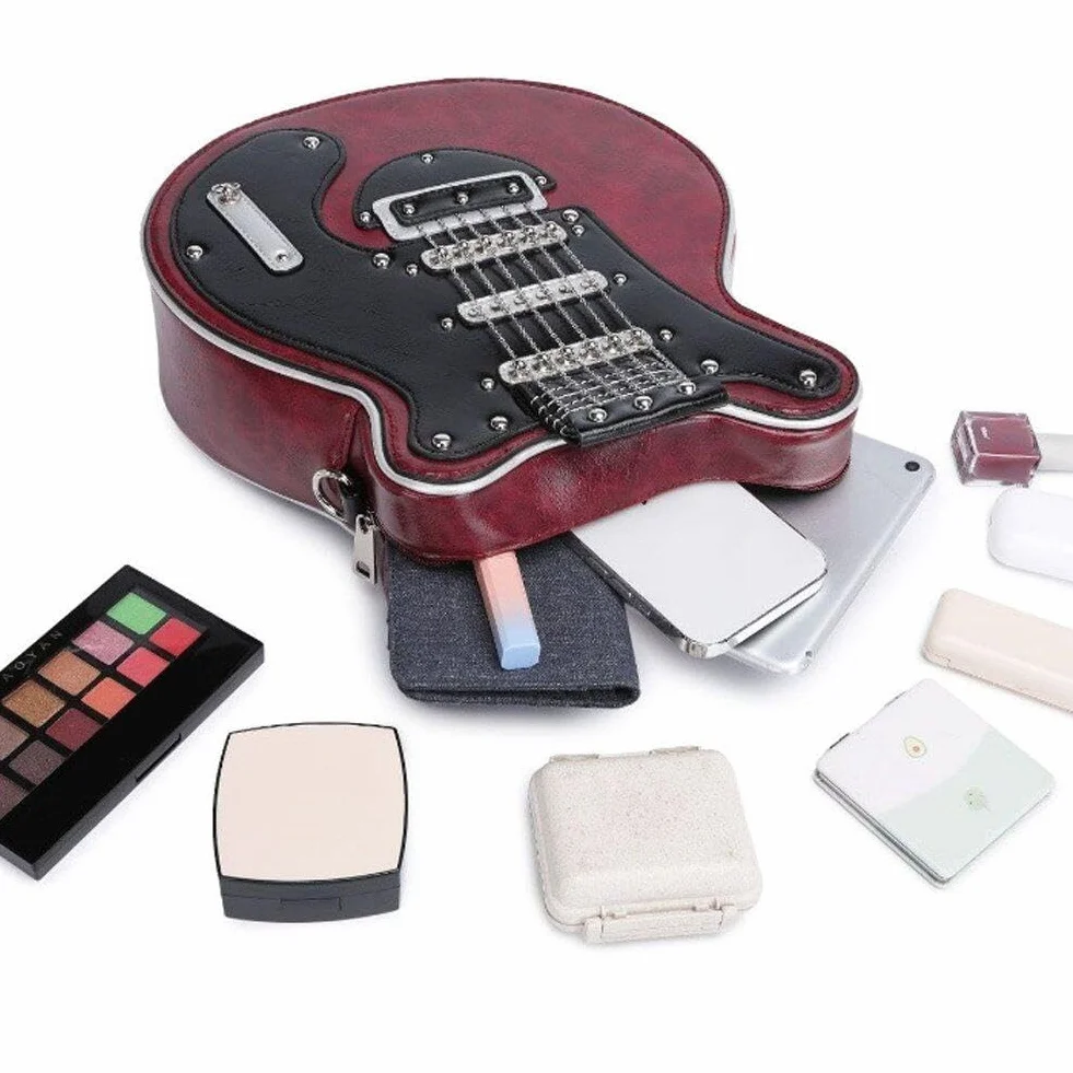 Bolso Bandolera con Forma De Guitarra para Mujeres Y Hombres, Bolso De Hombro De Piel Sintética, Bolso De Mano, Regalo para Guitarra