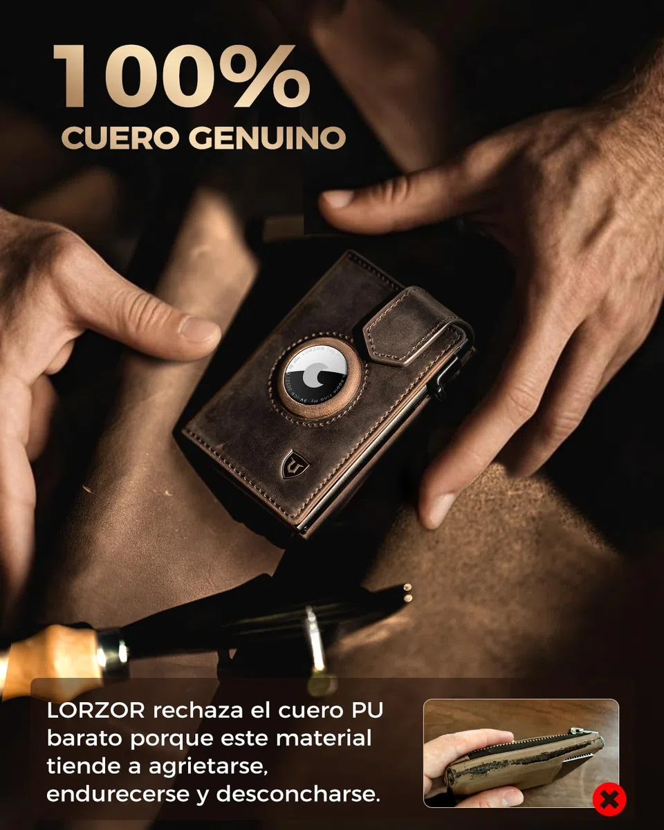 LORZOR Cartera Airtag Hombre Pequeñas con Monedero XXL, Billetera Hombre Piel con Cierre Magnético, Cartera Tarjetero Pop-up con Bloqueo RFID, Wallet Tres Pliegues Capacidad para 10 Tarjetas