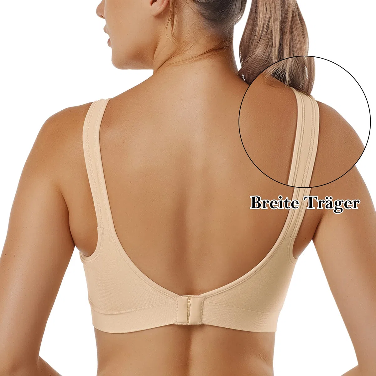 Vertvie Sujetador deportivo con cremallera frontal para mujer, sujeción fuerte, sujetador push up, sin aros, espalda elástica, acolchado, secado rápido, para fitness, yoga Schwarz+weiß+haut