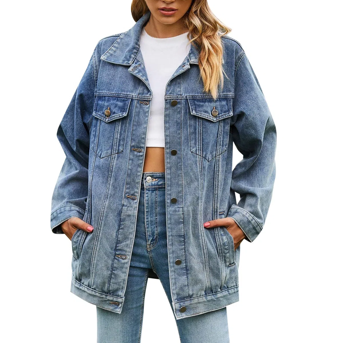 Genérico Cazadoras Vaqueras Mujer - Chaqueta Vaquera con Capucha Estilo Informal Estilo Urbano para Uso Diario CóModa Y VersáTil