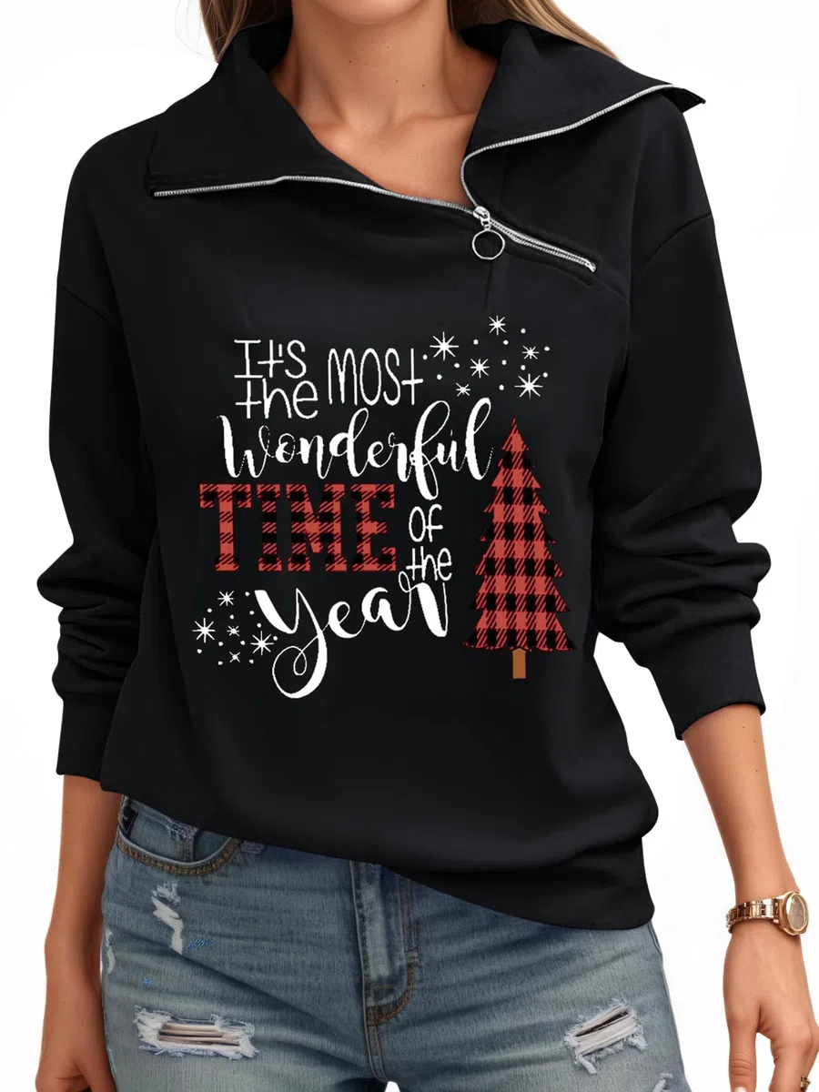 Sudadera con cremallera para mujer, cuello alto, manga larga, informal, holgada