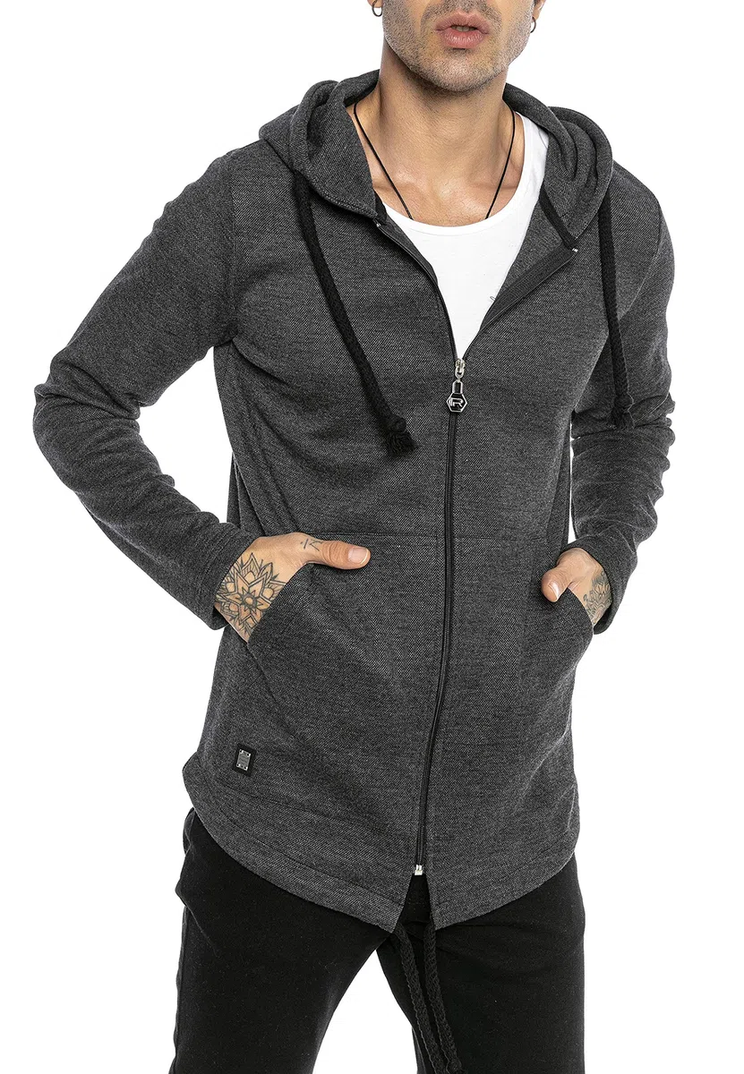 RED BRIDGE Cárdigan para Hombre Suéter con Capucha Sudadera Chaqueta Corte Largo Oversize