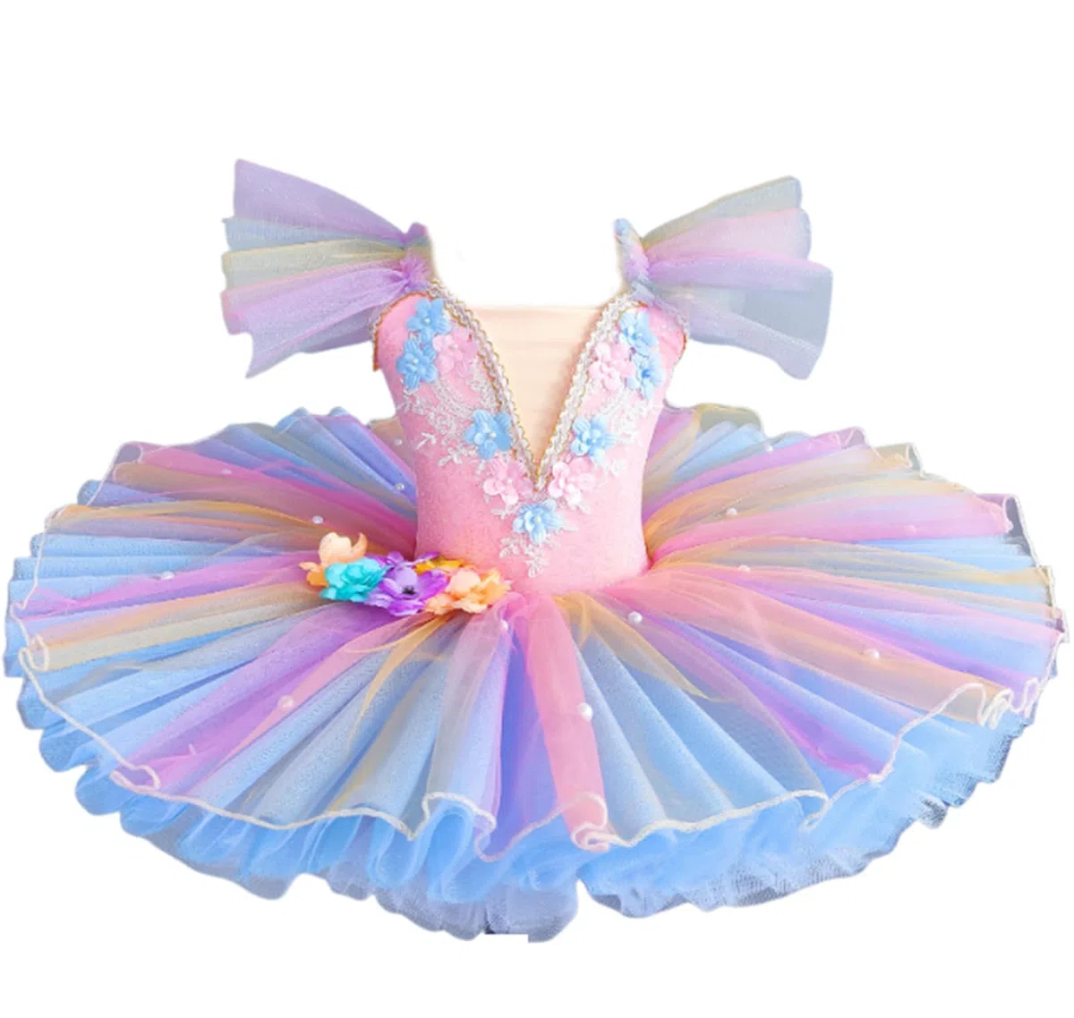 OTMYIGO Vestido de Ballet tutú para niñas, Traje de Bailarina, Ropa de Baile, Falda Bordada para actuaciones, Ropa de Baile para competiciones