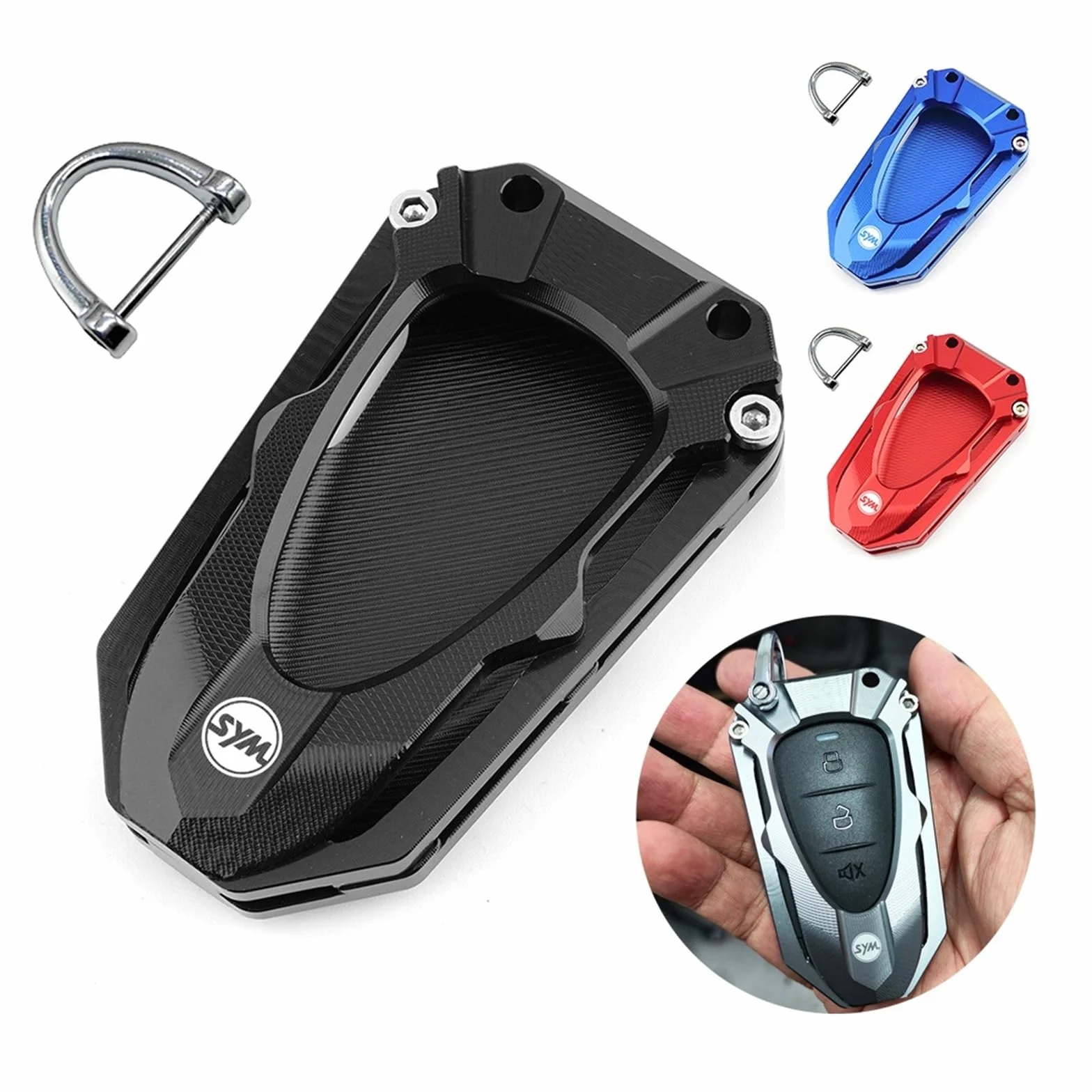 Llavero Moto,Creativa Llavero para Sym Jetx Jet X 125 150 X125 X150, Funda para Llave, Accesorios De Protección, Llavero, Piezas De Motocicleta CNC(Key Case Titanium)