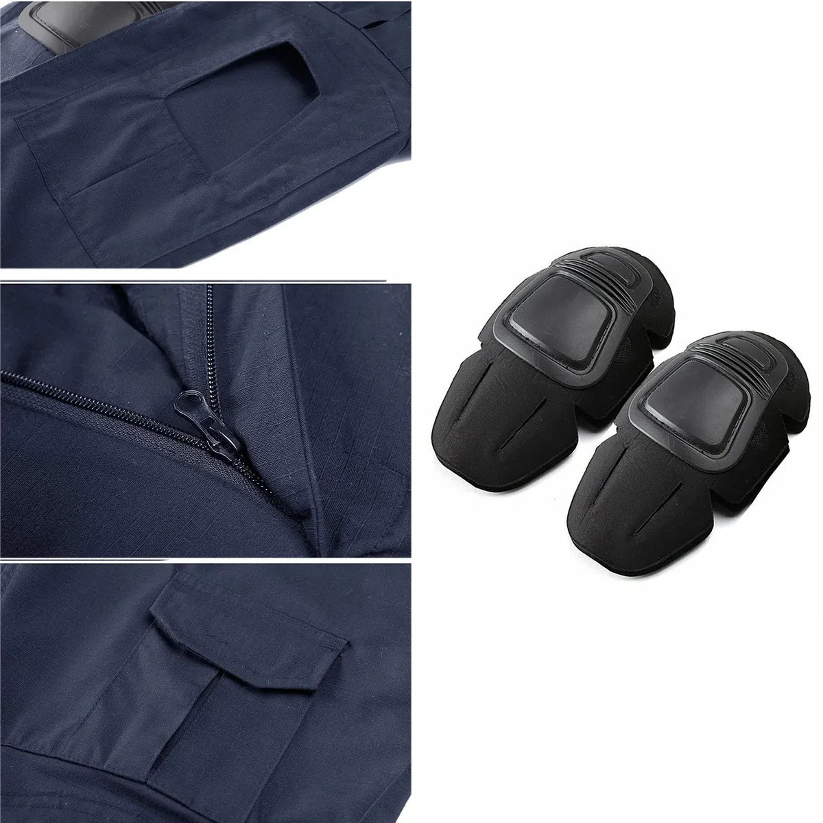 Pantalones tácticos para hombre con rodilleras, camuflaje, pantalones de combate, pantalones de combate, pantalones de exterior con múltiples bolsillos, elásticos, antidesgarros, pantalones
