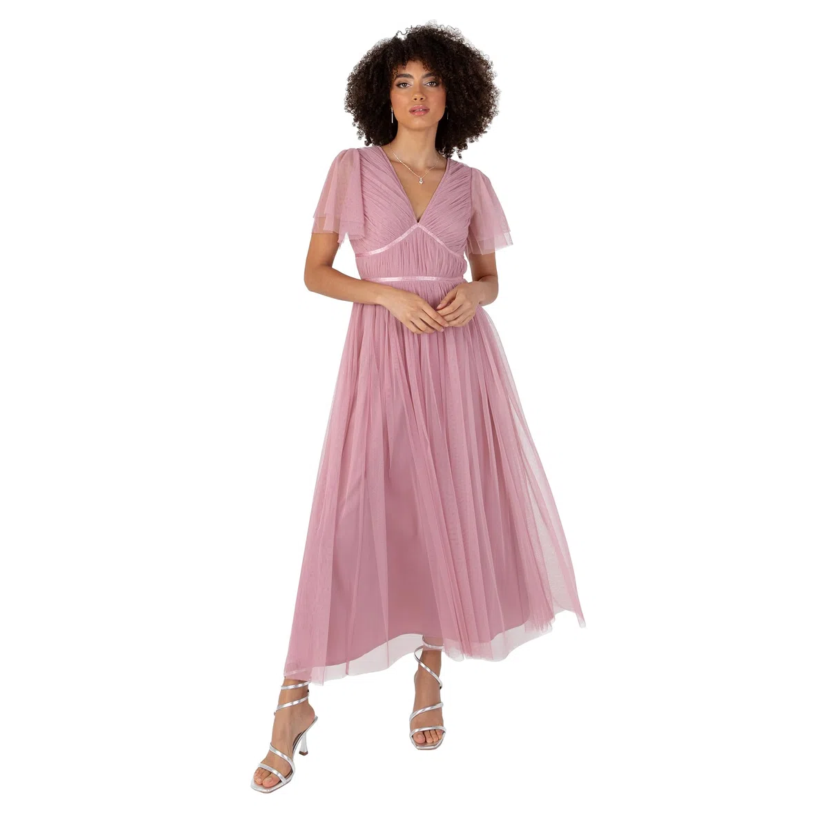 Anaya with Love Vestido de Mujer de Midaxi con Cuello En V, Manga Corta, para Dama de Honor Vestido Mujer (Pack de 1)
