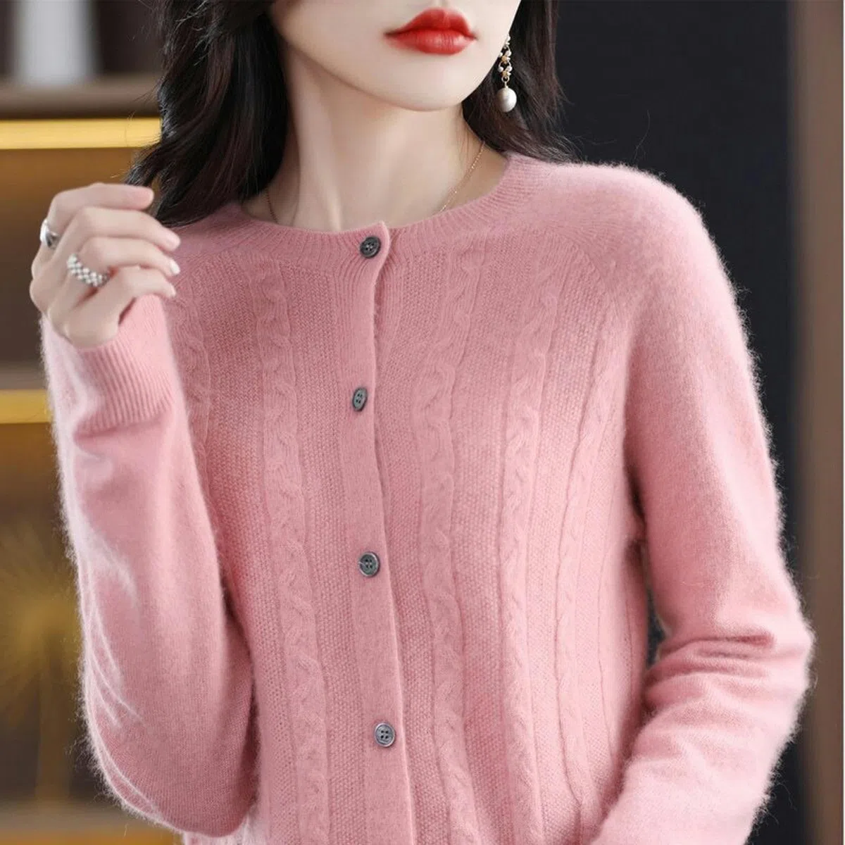 TEidea Rebeca Mujer Verano Cárdigan Sin Costuras Damas Redondas Cardigán De Punto De Punto Otoño E Invierno Fashion Slim Warm Basic Basic