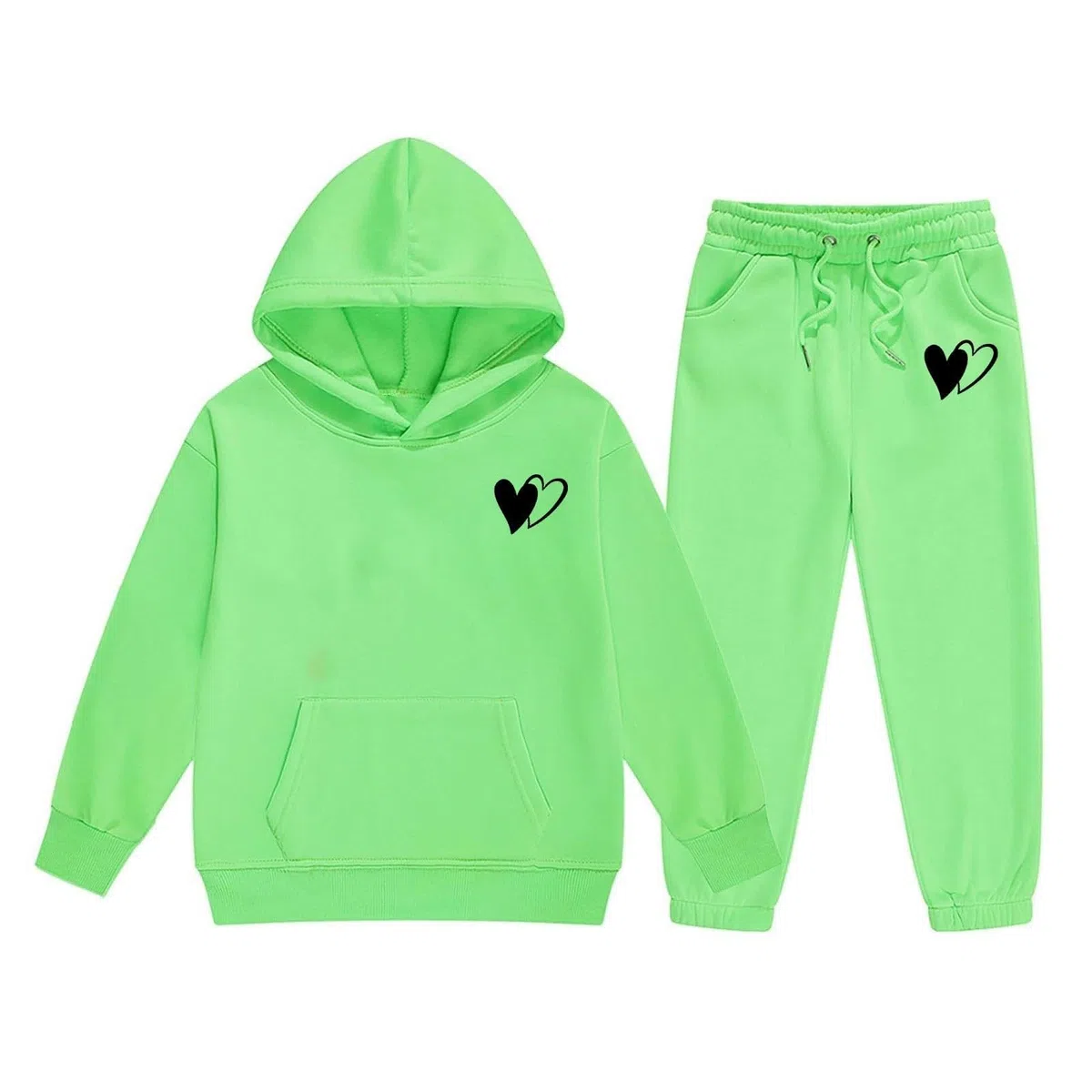 Conjunto de chándal para niñas de manga larga con capucha y pantalones deportivos de 2 piezas con capucha casual para correr