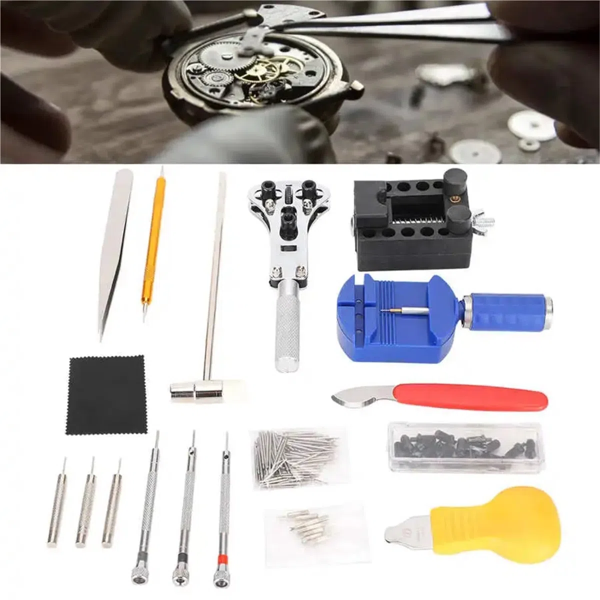 Kit De ReparacióN De Relojes Kit de reparación de Relojes, Kit de Herramientas de Ajuste de Correa de Reloj de Repuesto, Pilas for Reloj Profesional, 147 Uds. para ReparacióN De Relojes