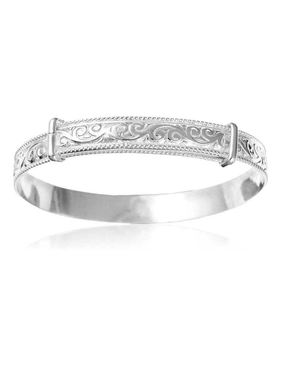 6 mm de ancho con relieve ampliar/ampliable pequeño bebé brazalete pulsera – plata de ley 925 – se envía en caja de regalo gratis o bolsa de regalo