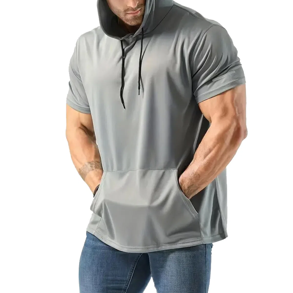 frueo Paquete de 3 Camisetas Deportivas de Malla de Manga Corta Que absorben la Humedad para Hombre, 00550 Negro Gris Verde, X-Large