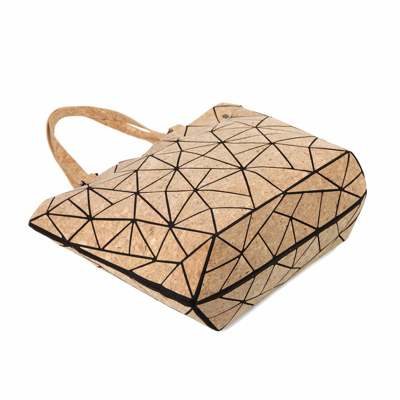 Bolso de mano geométrico, bolso de mano de corcho con asa superior, bolsa de hombro para compras, bolsa de playa para mujeres y niñas (bolso con correa larga)