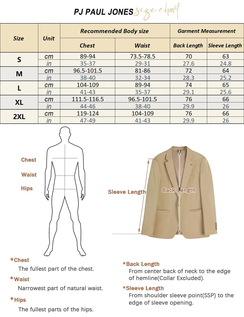 PJ PAUL JONES Blazers - Chaqueta deportiva informal con un botón para hombre