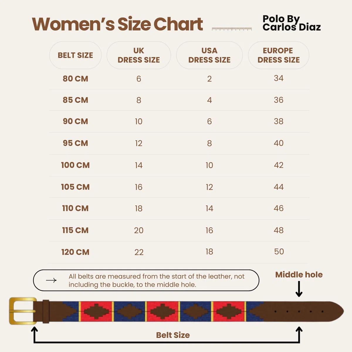 Carlos Diaz Cinturón Polo de Cuero Bordado Marrón Premium de Diseñador para Hombres Mujeres Unisex