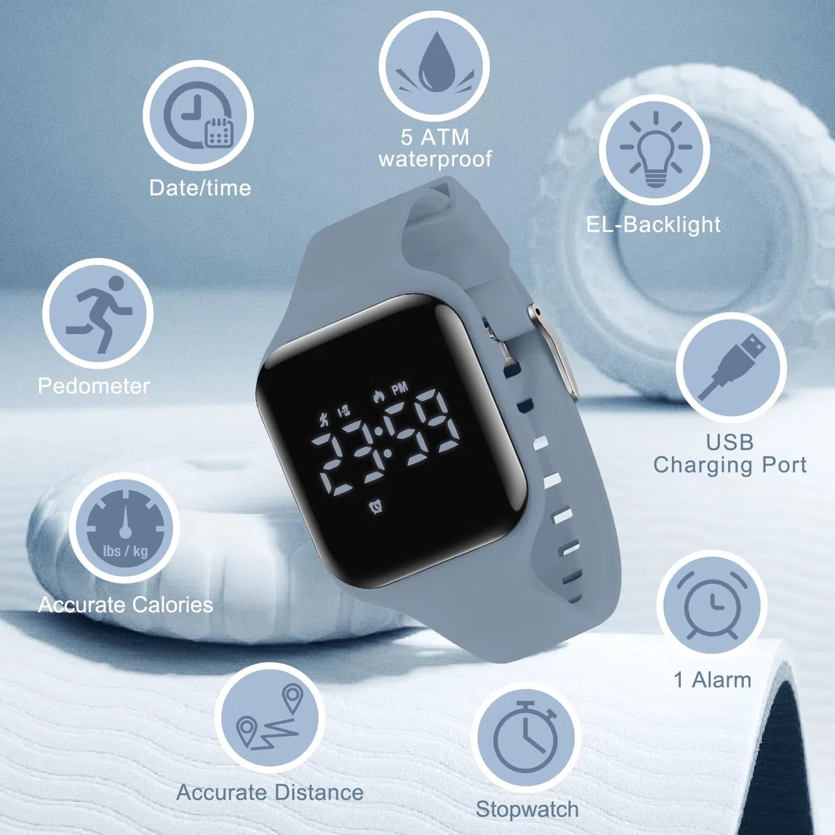 NN BEN NEVIS Reloj digital para niños y niñas, reloj deportivo con rastreador de fitness, despertador, cronómetro, sin aplicación e impermeable, reloj para niños de 5 a 12 años
