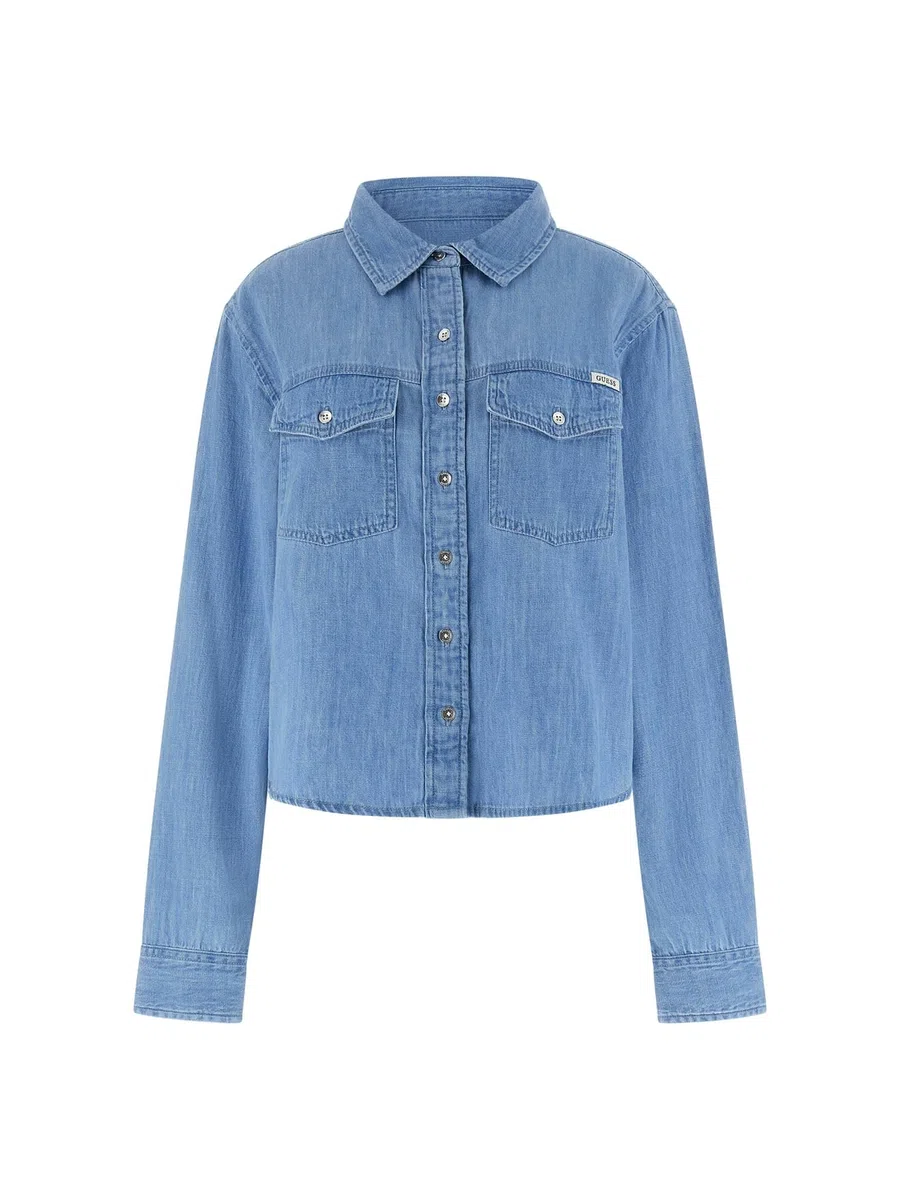 Guess Camiseta vaquera ecológica de manga larga para mujer