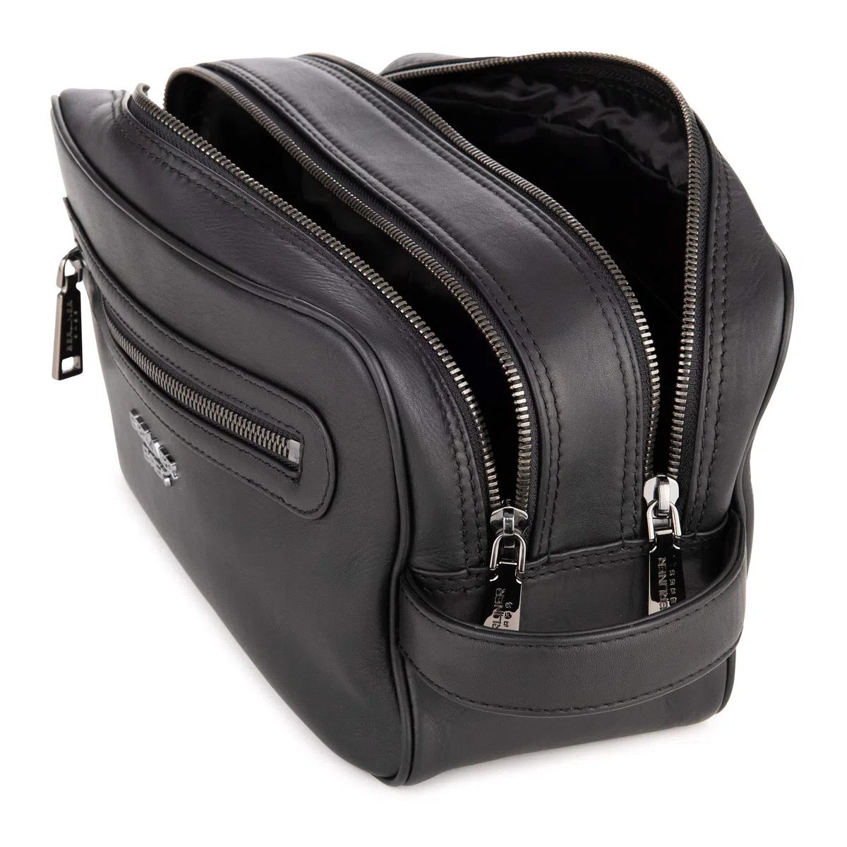Berliner Bags MAX Neceser de Piel Auténtica con Dos Compartimentos, Bolso de Aseo Grande para Hombre y Mujer, Ideal para Viajes, con Cremallera YKK y Forro Impermeable – Negro